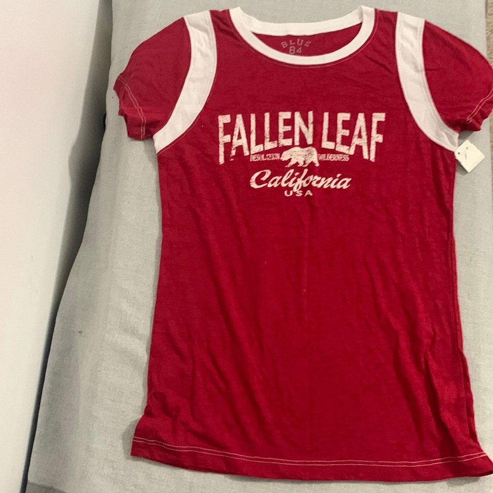 Brand new fitted T-shirt from Fallen leaf lake in Lake Tahoe, California.